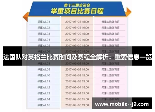 法国队对英格兰比赛时间及赛程全解析：重要信息一览