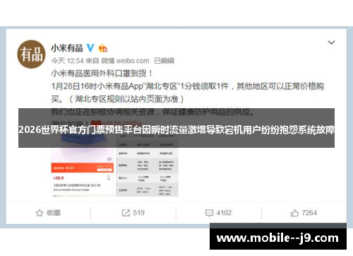 2026世界杯官方门票预售平台因瞬时流量激增导致宕机用户纷纷抱怨系统故障