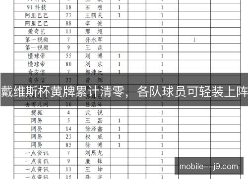 戴维斯杯黄牌累计清零，各队球员可轻装上阵